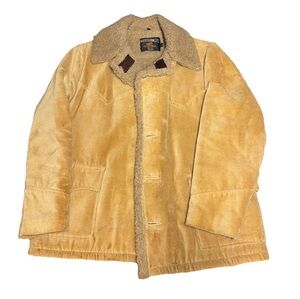 Vintage Sears Western Outdoor Wear Jacket Coat Tan Sherpa lined / READ
